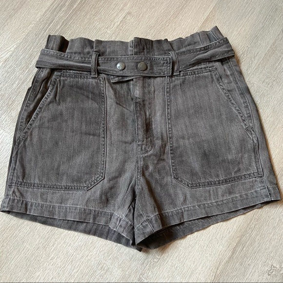 Madewell Denim Snap-Belt Paperbag Shorts Pale Grey - Picture 3 of 16